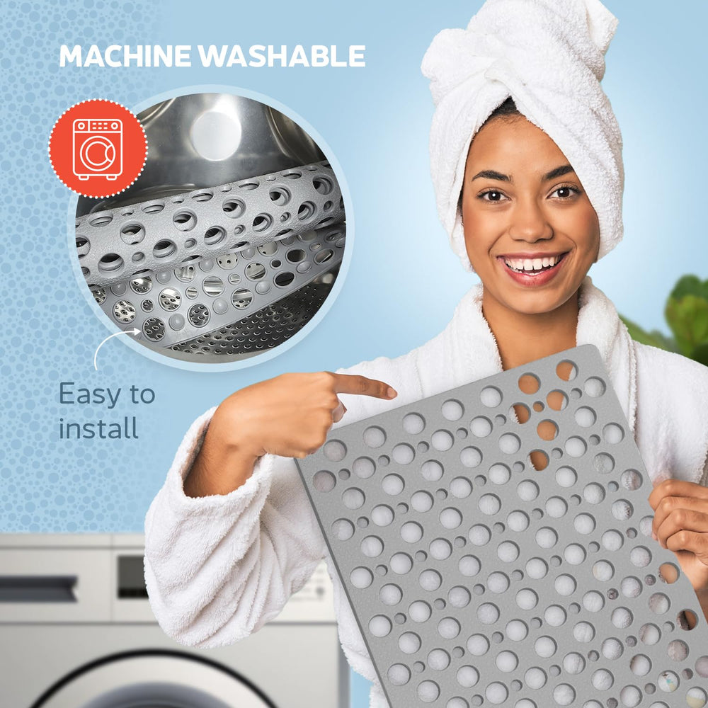 TEMIR mat in washer showing easy machine-wash maintenance