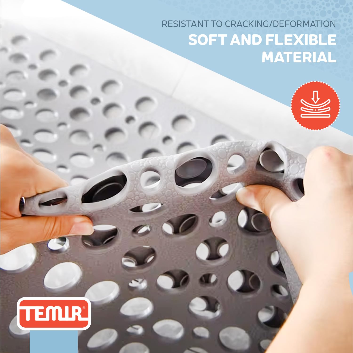 TEMIR packaging and label showing product details and care