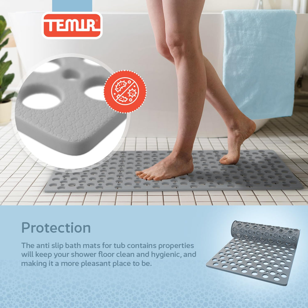 TEMIR size comparison with foot showing 30x17 inch scale