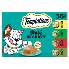 Temptations front packaging variety pack showing tray assortment and convenience