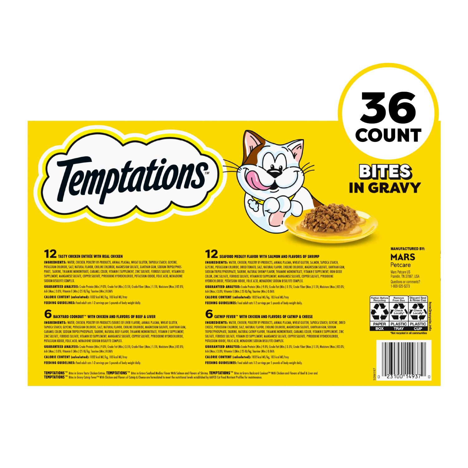 Temptations label close-up showing vitamins and ingredient transparency