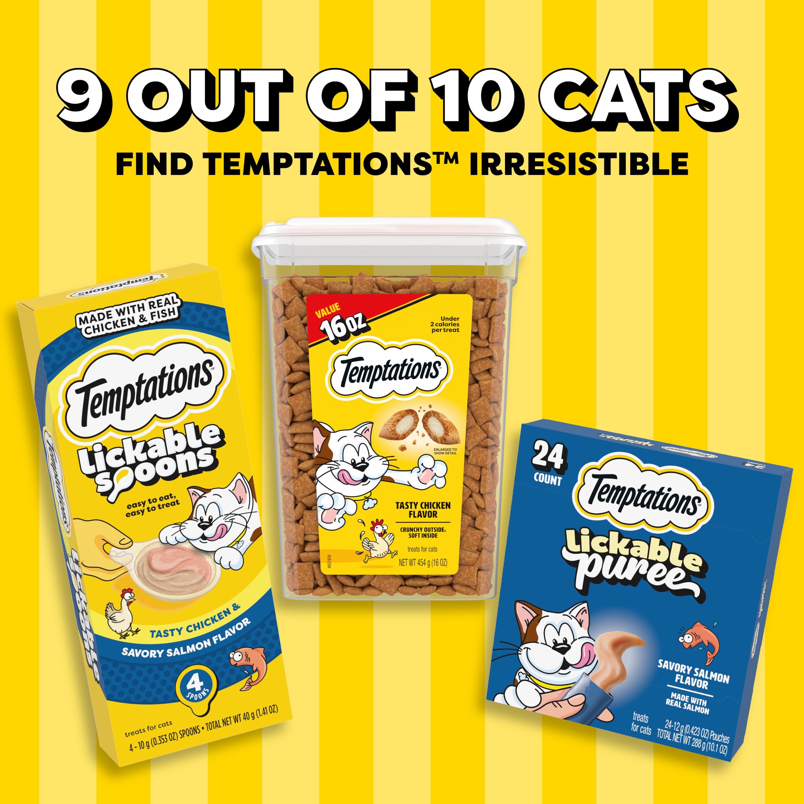 Cat enjoying Temptations treat demonstrating fast interest and reward