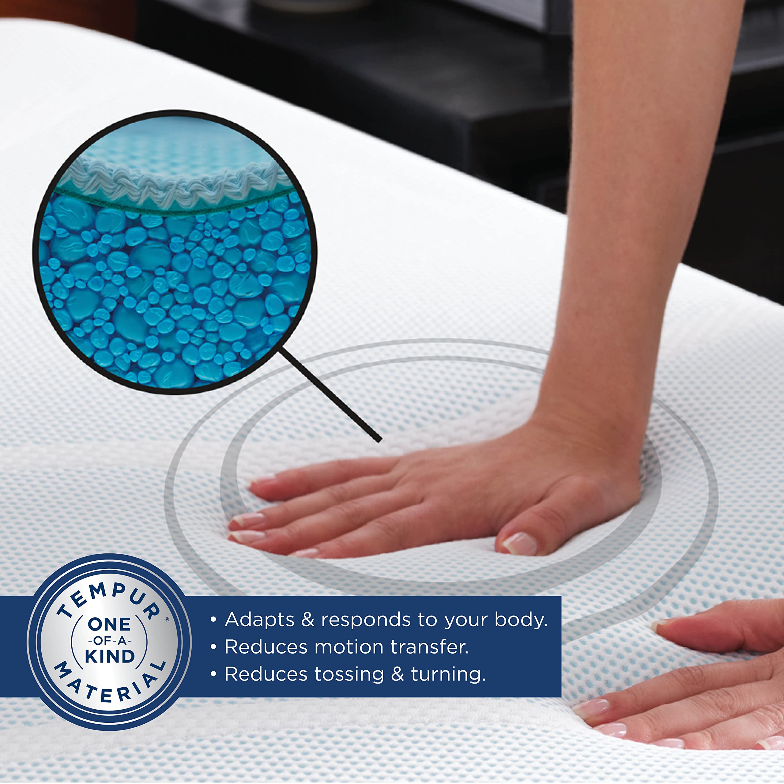 Tempur-Pedic foam cross-section showing adaptive layers for pressure relief