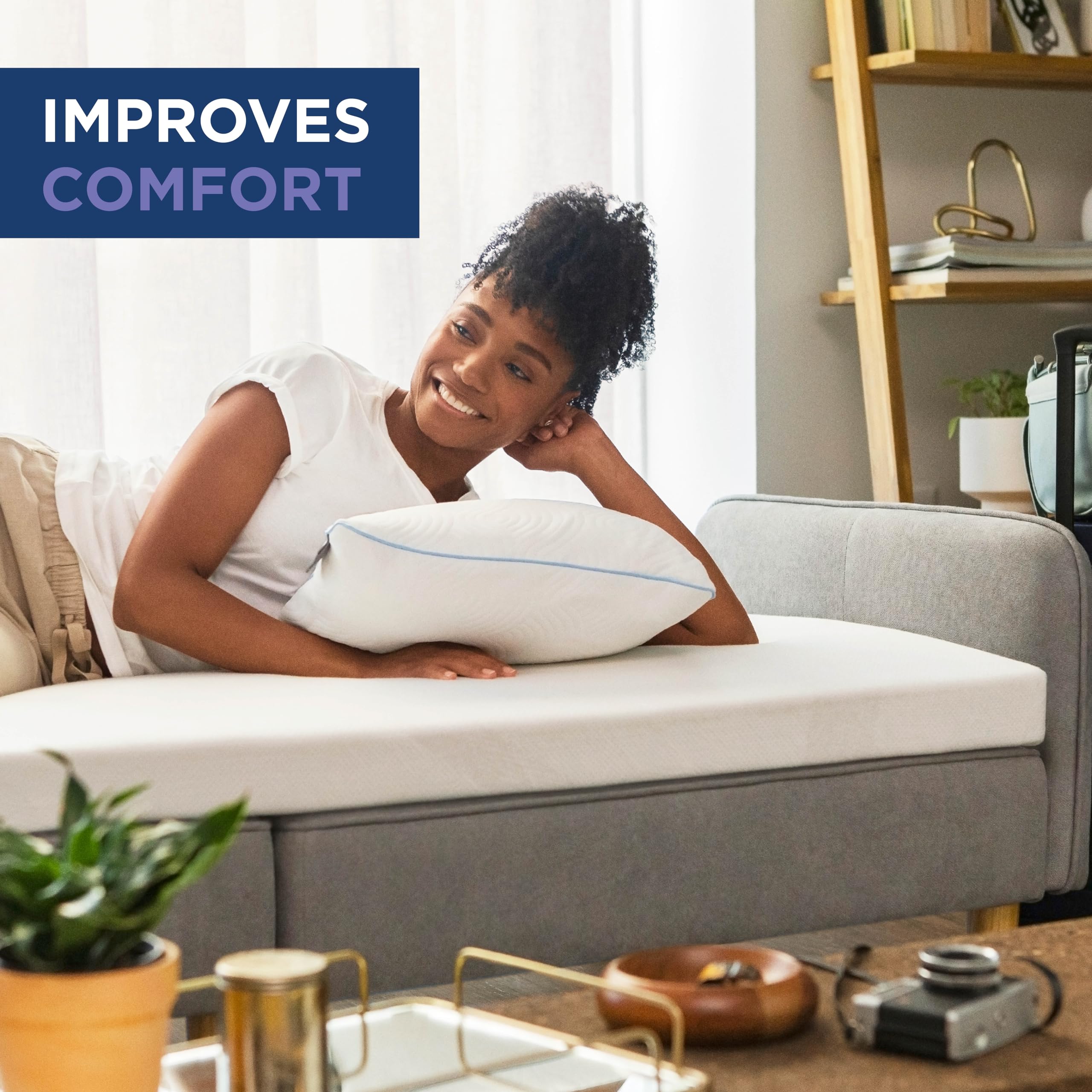 Tempur-Pedic topper on Twin XL bed in bedroom for upgraded sleep comfort