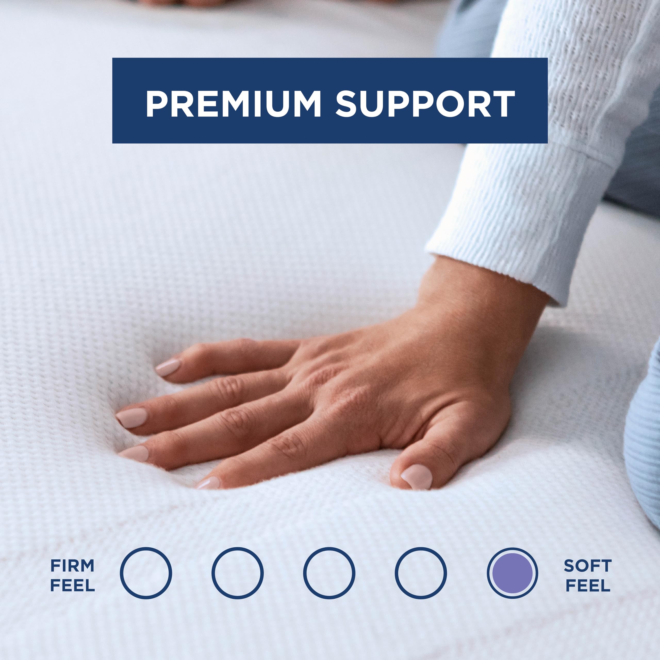 Tempur-Pedic zippered hypoallergenic cover detail for easy cleaning benefit