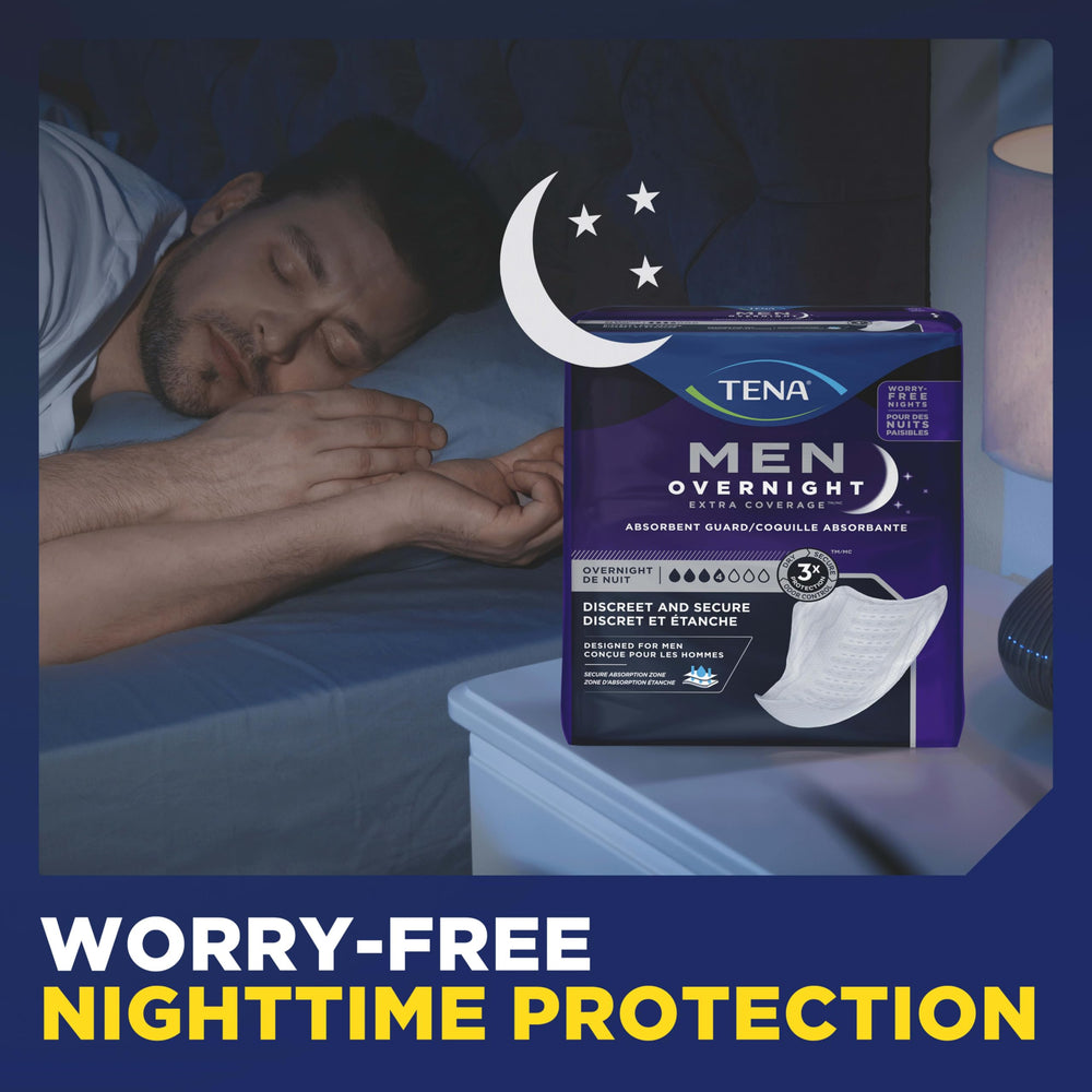 TENA Men adhesive strips detail showing secure placement and reduced shifting