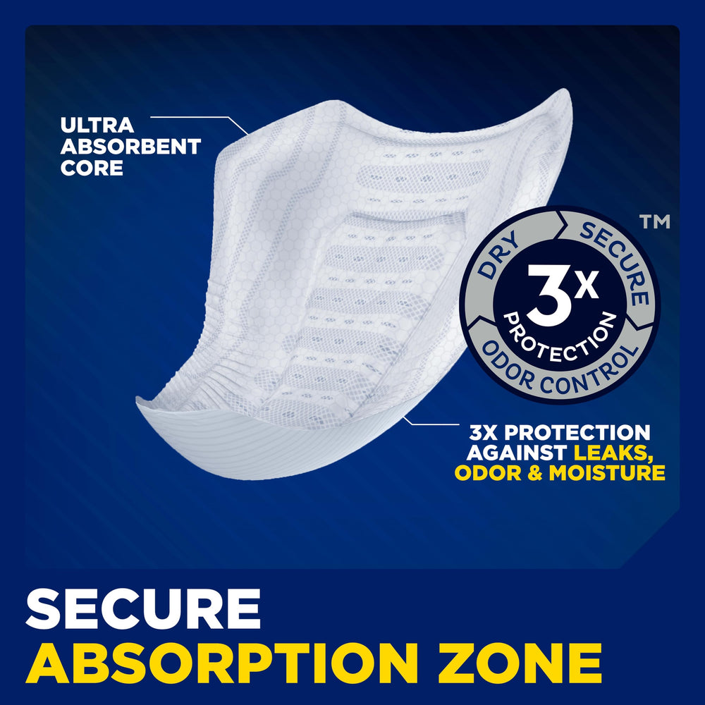 TENA Men displayed in brief-style underwear to show discreet, low-profile fit