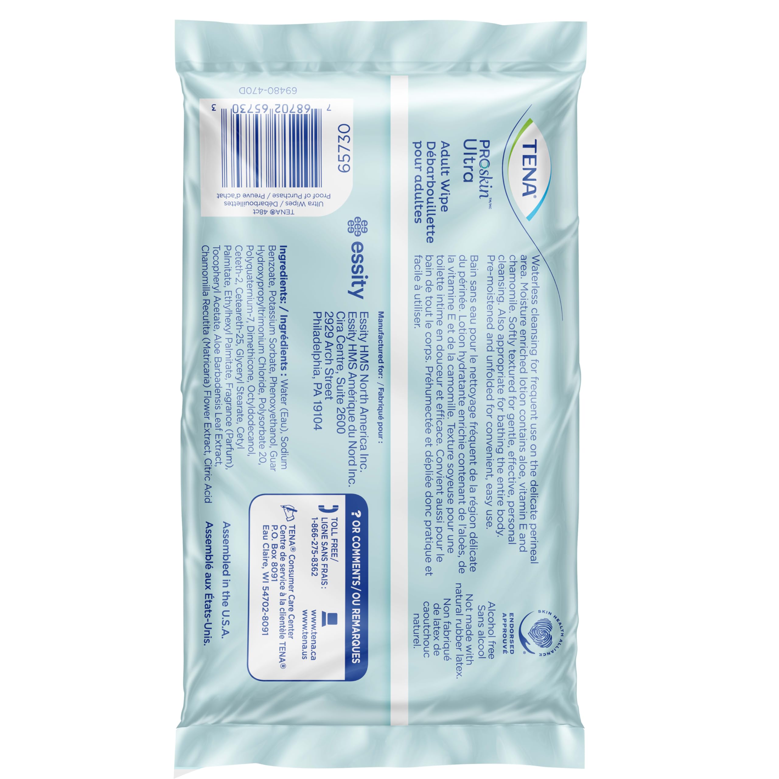 TENA ProSkin wipes on bedside table illustrating convenient access for daily care