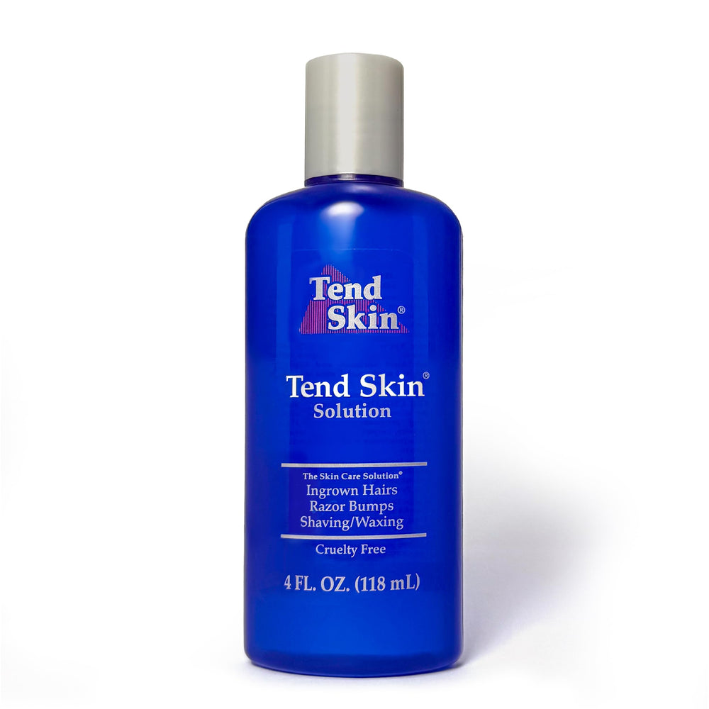Tend Skin front bottle view showing 4 oz solution and clear packaging benefit
