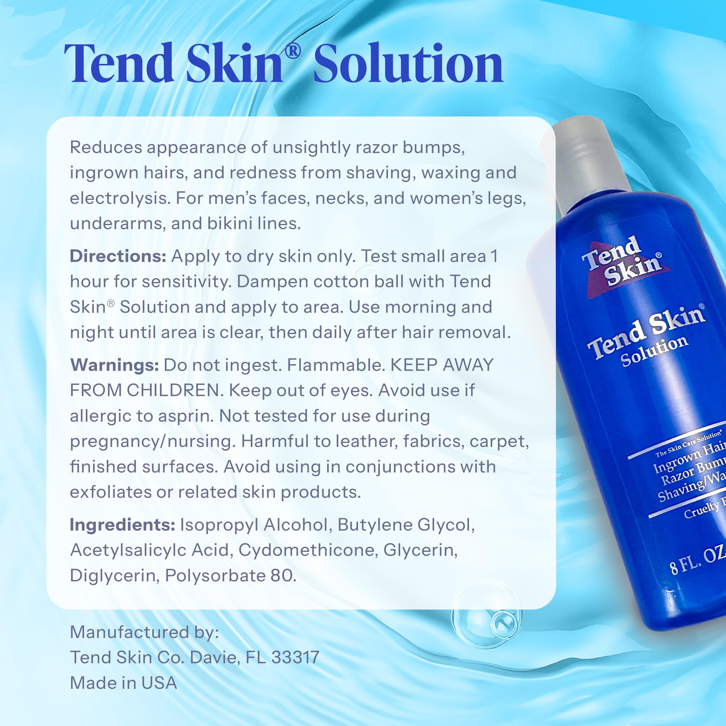 Tend Skin ingredients panel displaying formulation transparency and safety