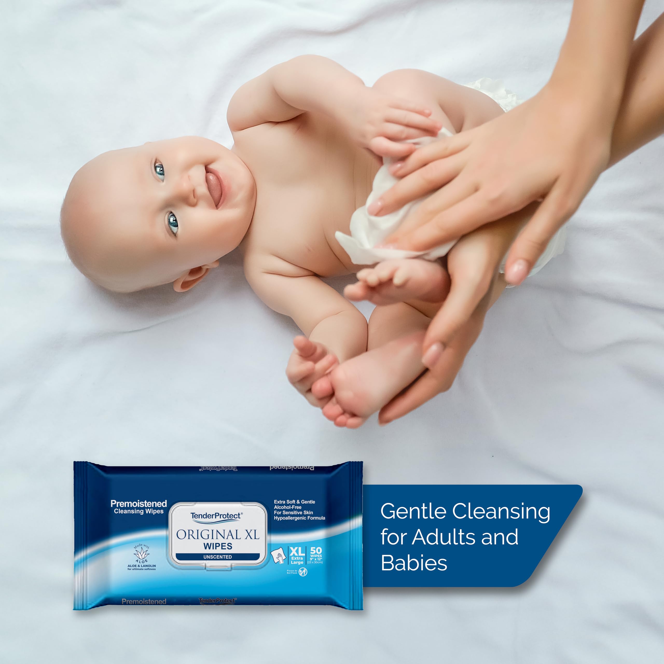 TenderProtect open pack with a single XL wipe ready for use