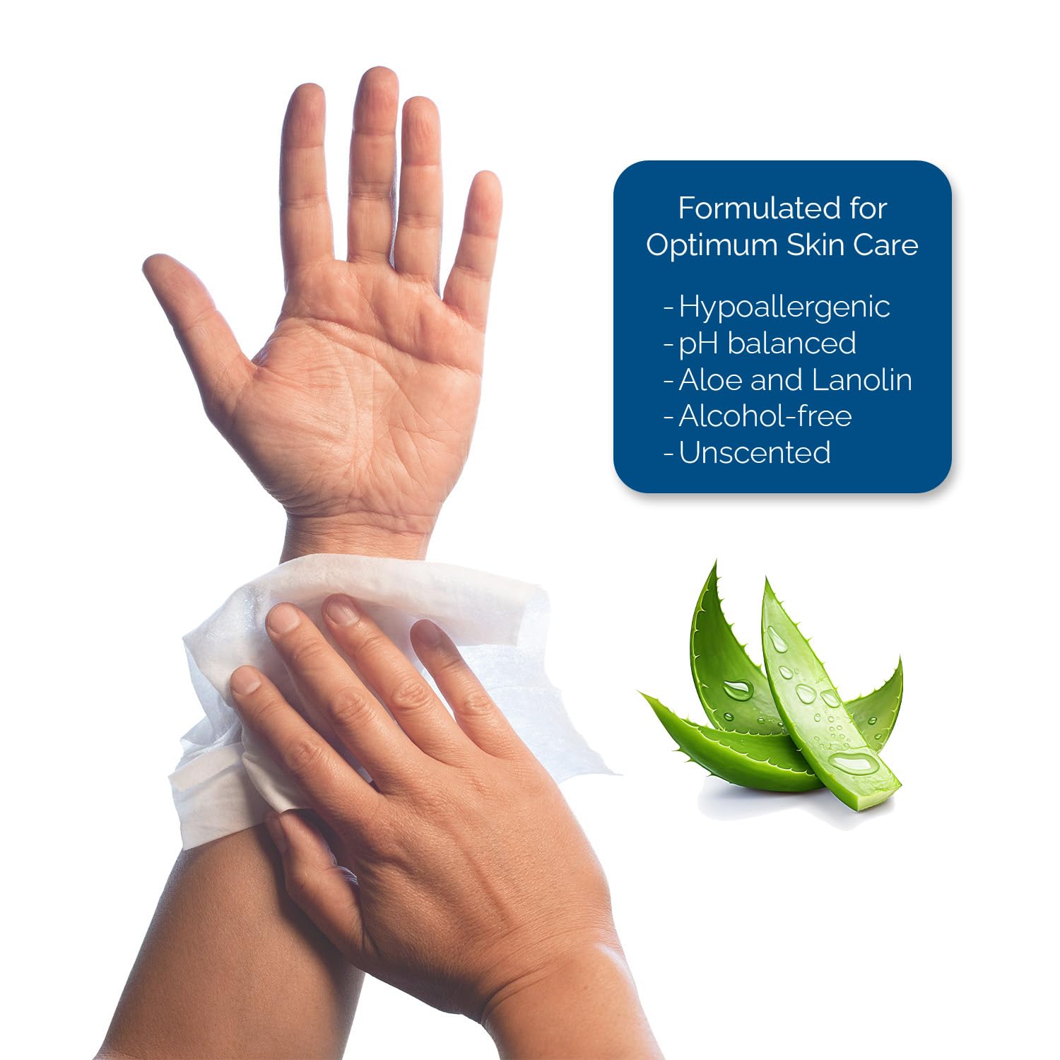 TenderProtect wipe in use on an adult for quick, comfortable cleansing