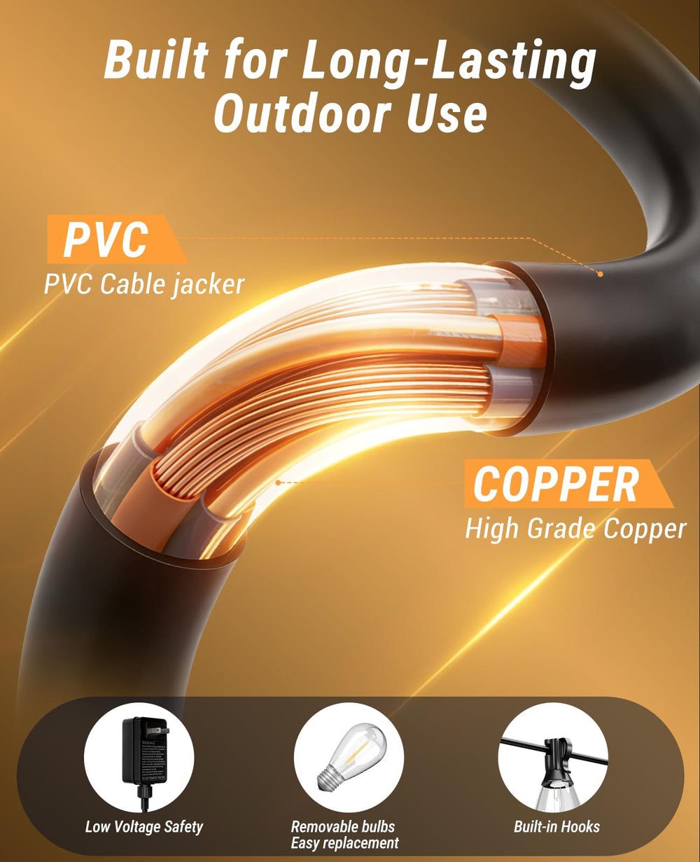 Tenmiro waterproof connector and heavy-duty cable protecting lights from rain