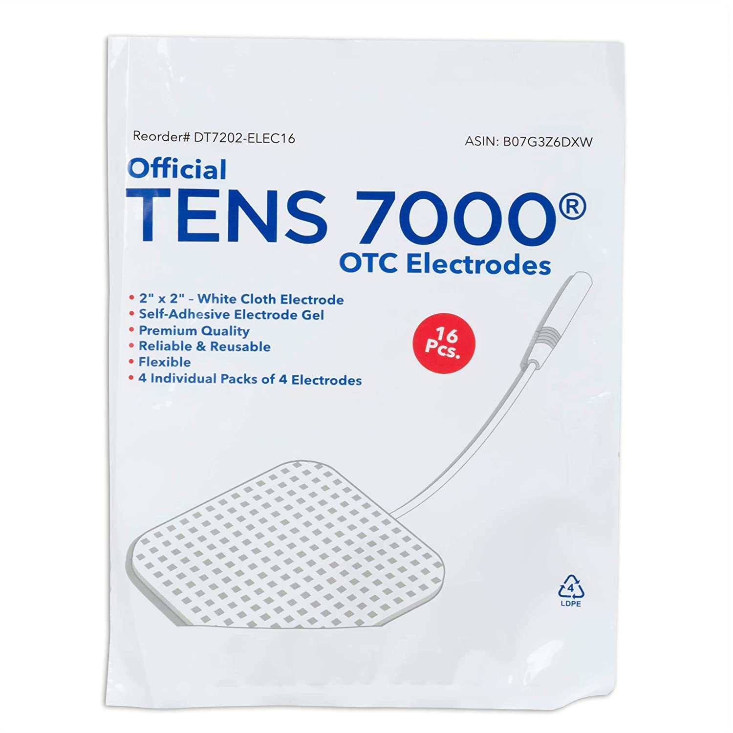 TENS 7000 opened packaging with all pads visible for value