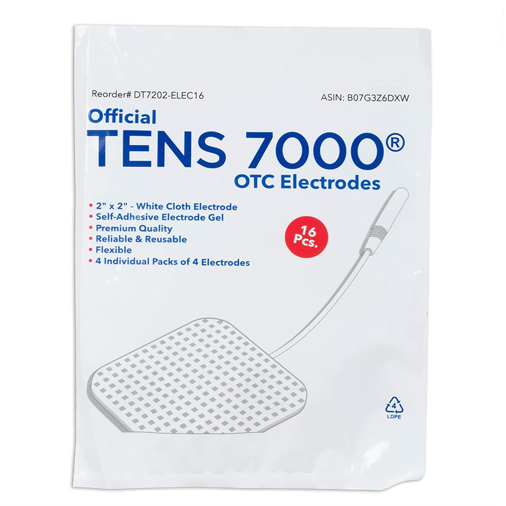 TENS 7000 opened packaging with all pads visible for value