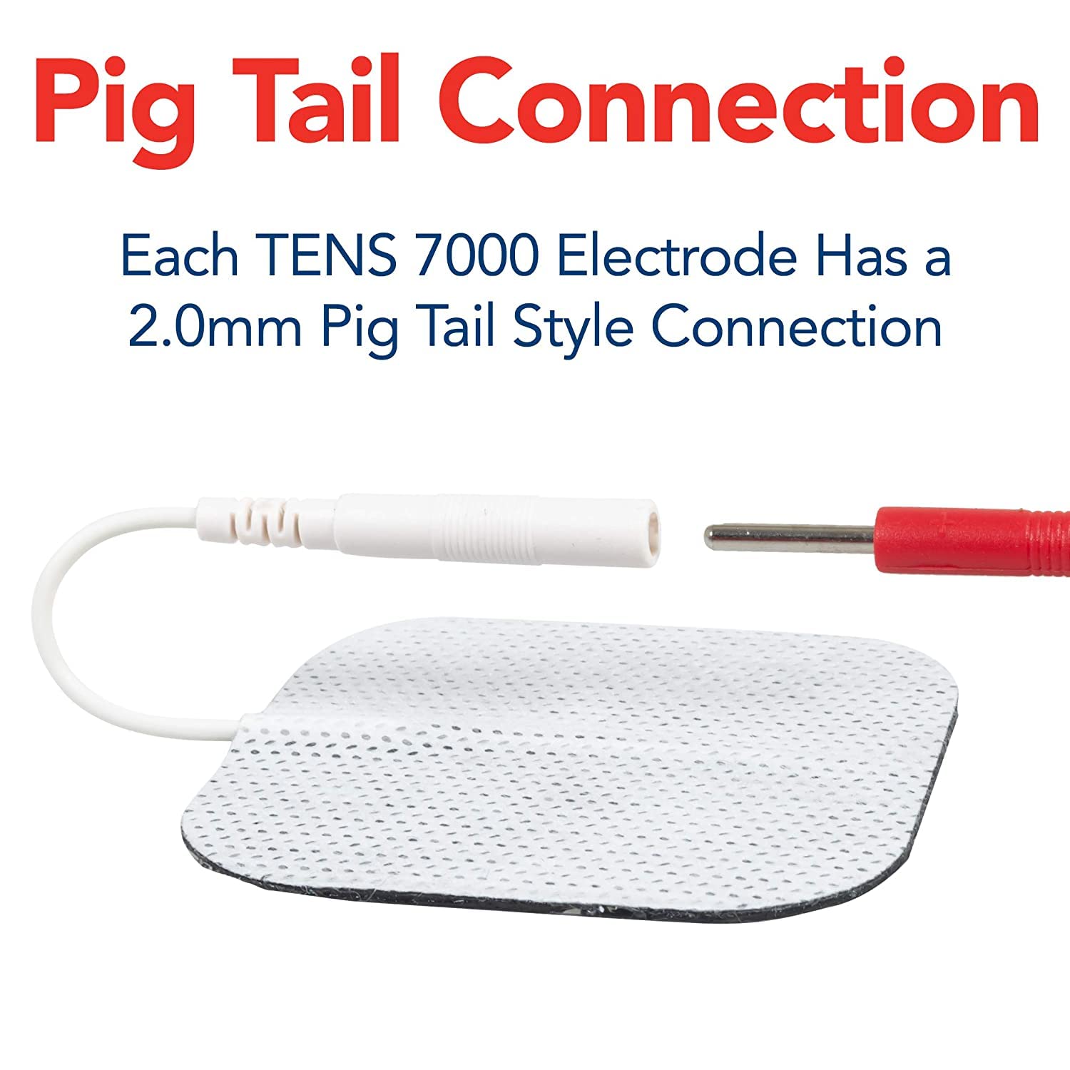 TENS 7000 pigtail connector detail ensuring easy machine hookup