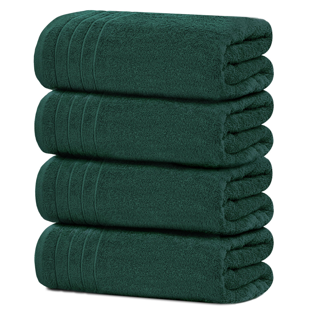 Tens Towels folded front view showing hunter green color and neat finish benefits quick storage