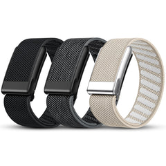 Tensea front view of three WHOOP-compatible bands showing color pack and packaging benefit versatility