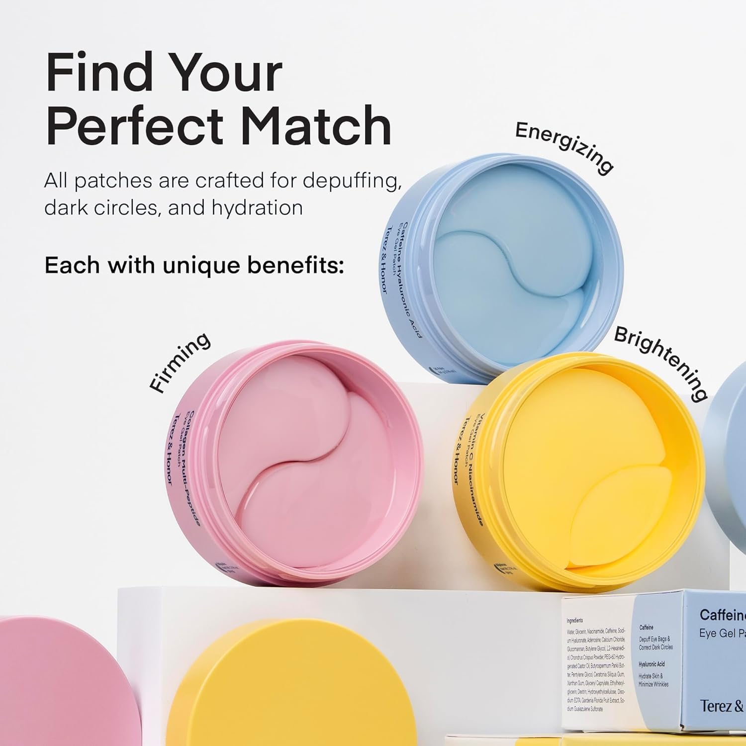 Terez & Honor applied under-eye patches in lifestyle setting for quick refresh