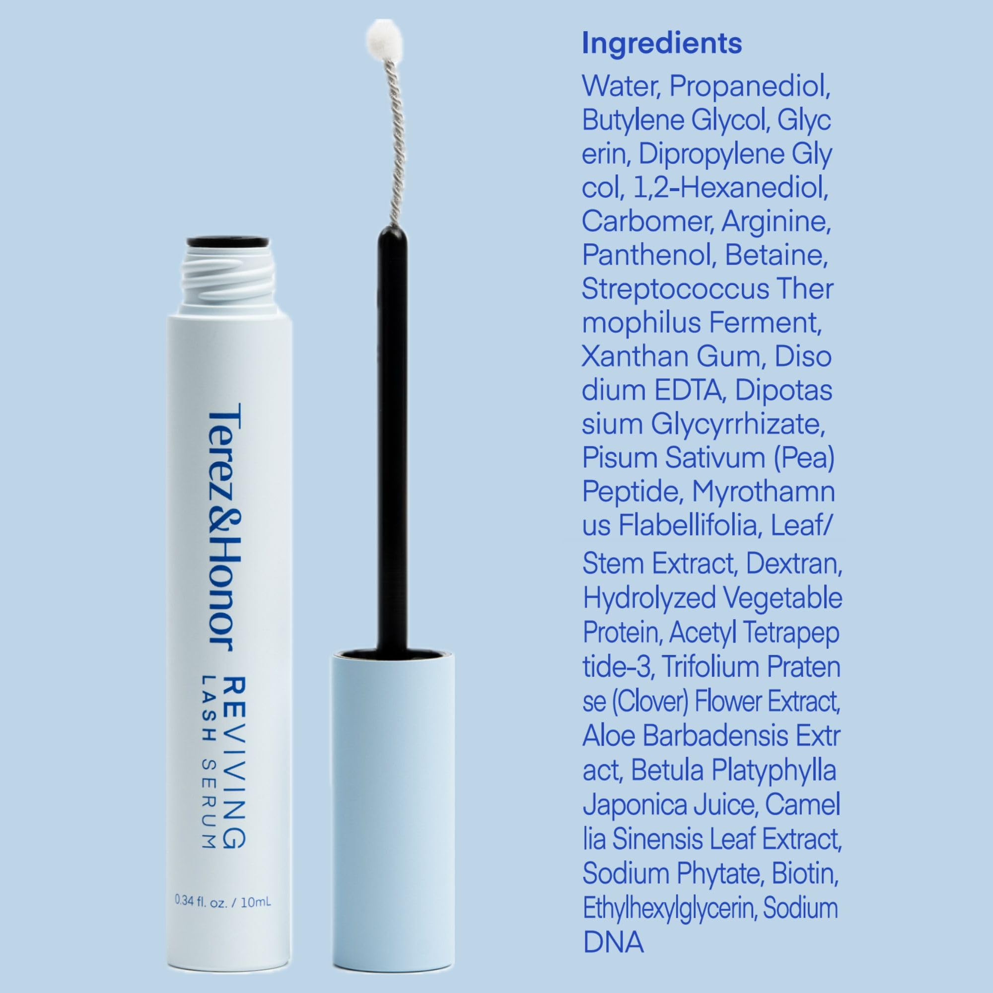 TEREZ & HONOR made in Korea ingredient tube detail emphasizing biotech-grade formulation benefit