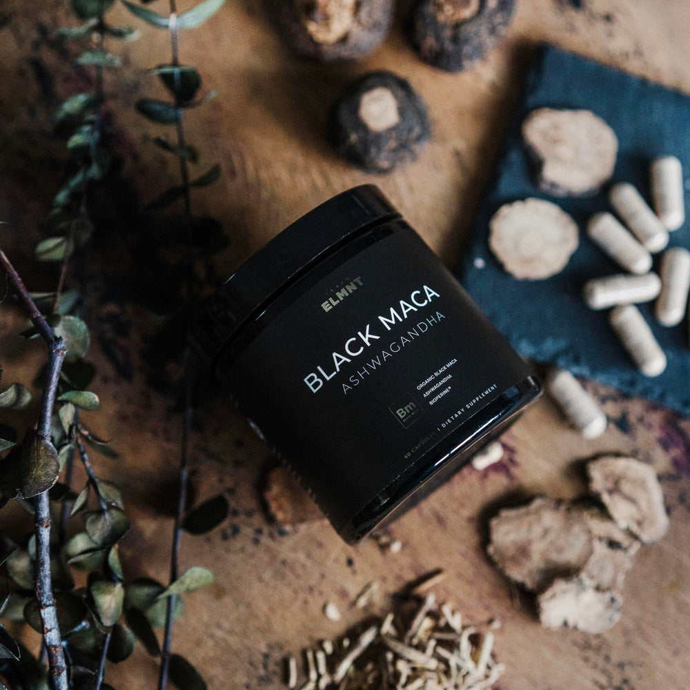 TERRA ELMNT ashwagandha root display highlighting adaptogen source