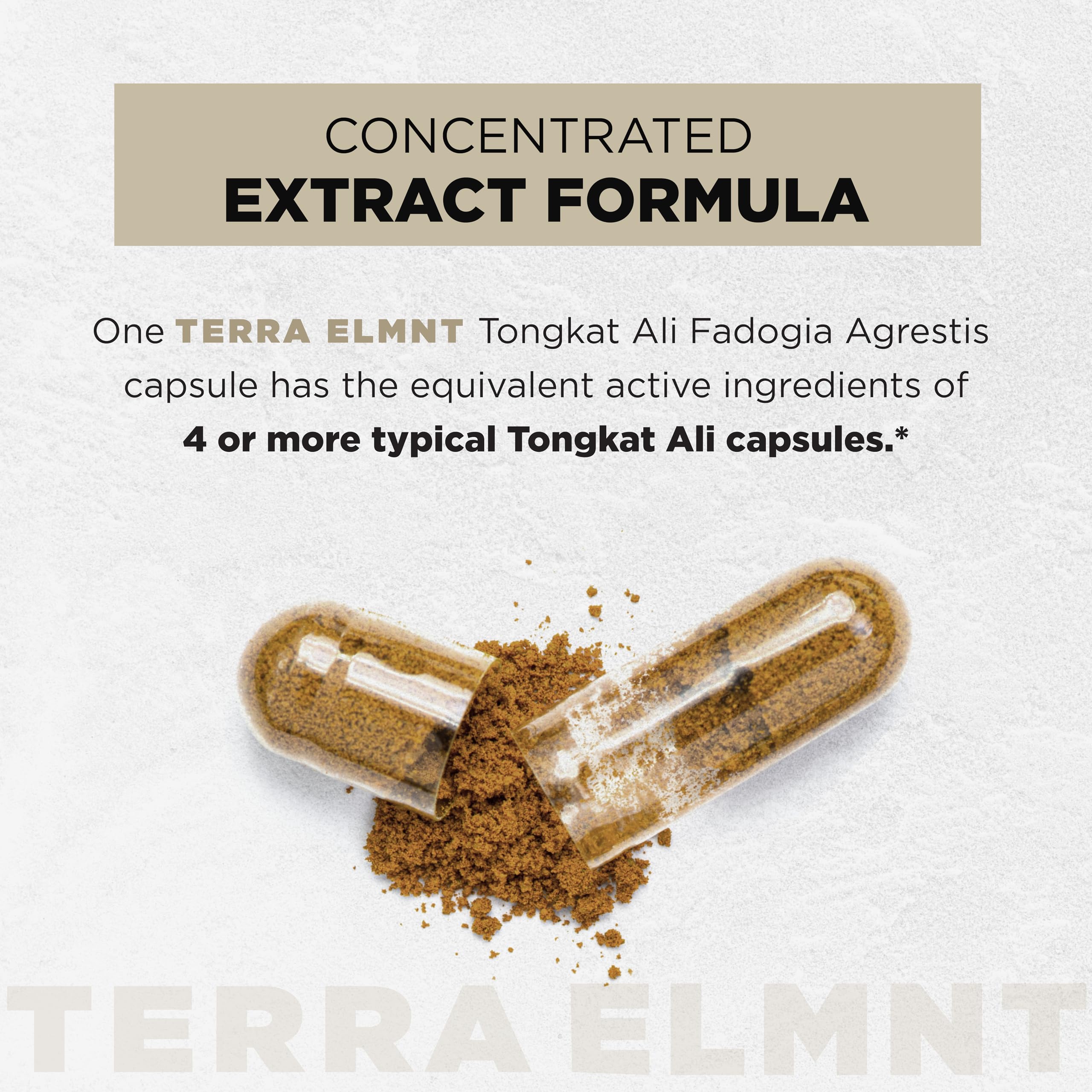 TERRA ELMNT capsule closeup revealing capsule size and smooth finish for easy swallowing