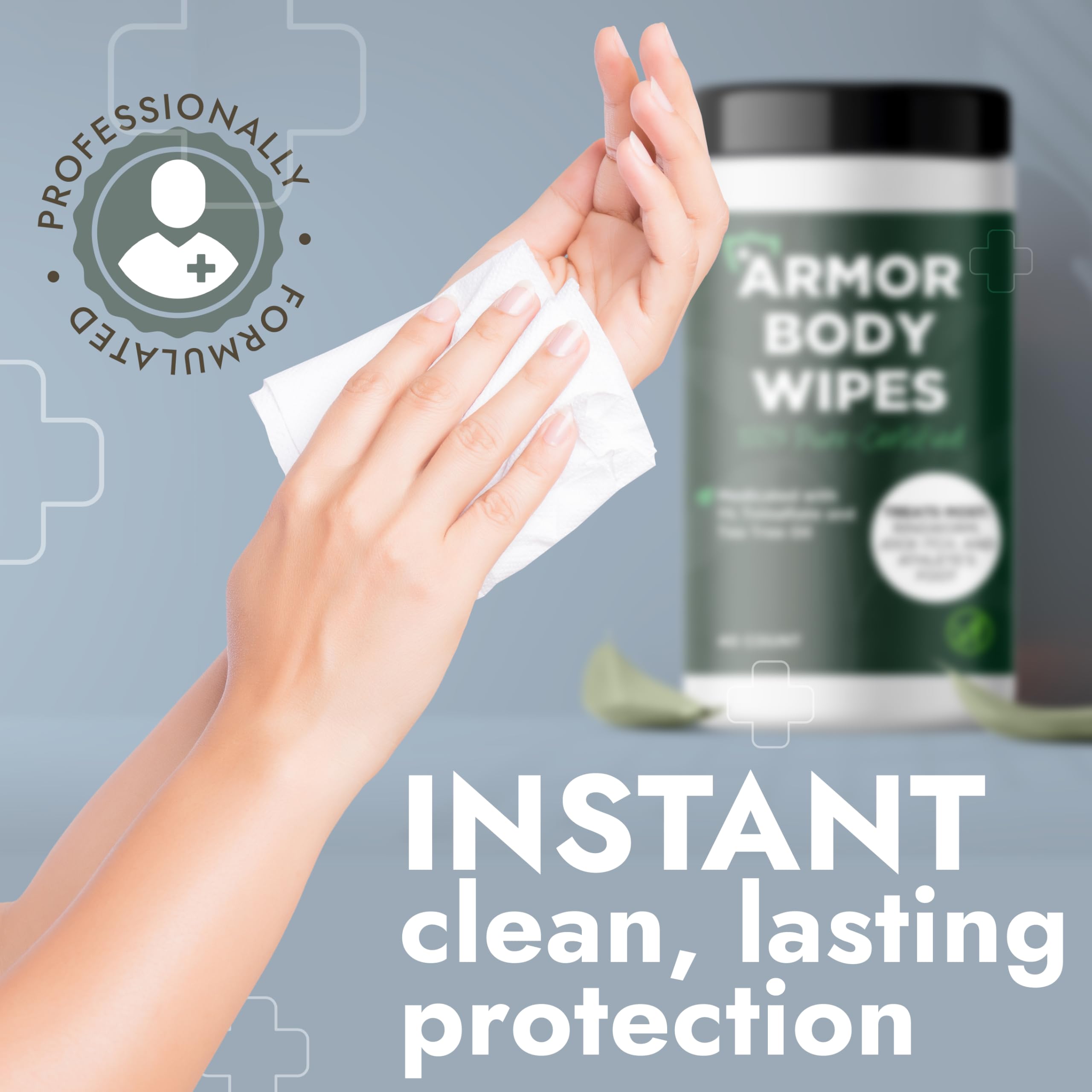 Terramed Just Think Comfort ingredient label showing 1% tolnaftate and tea tree oil for targeted care