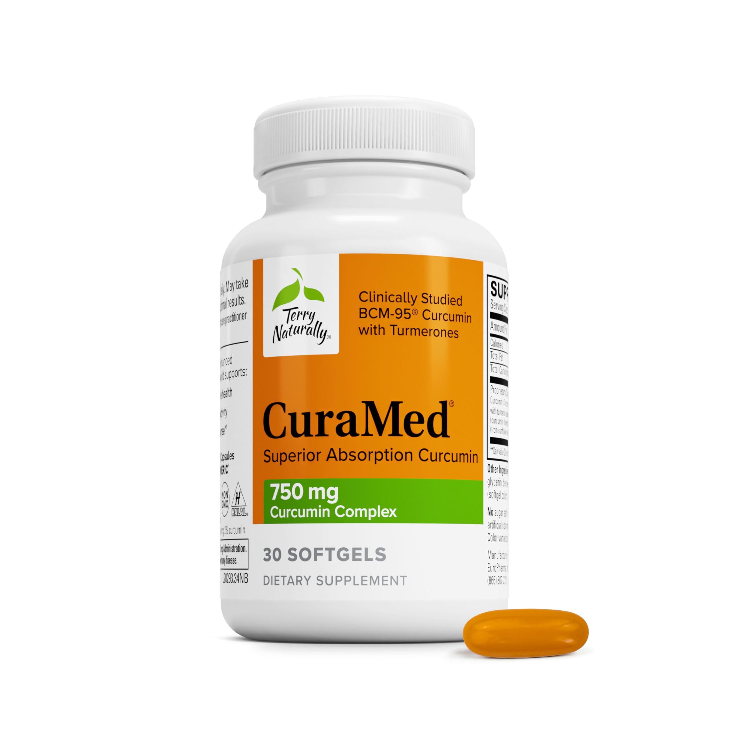 Terry Naturally CuraMed front packaging showing 30-count bottle for clear dosing