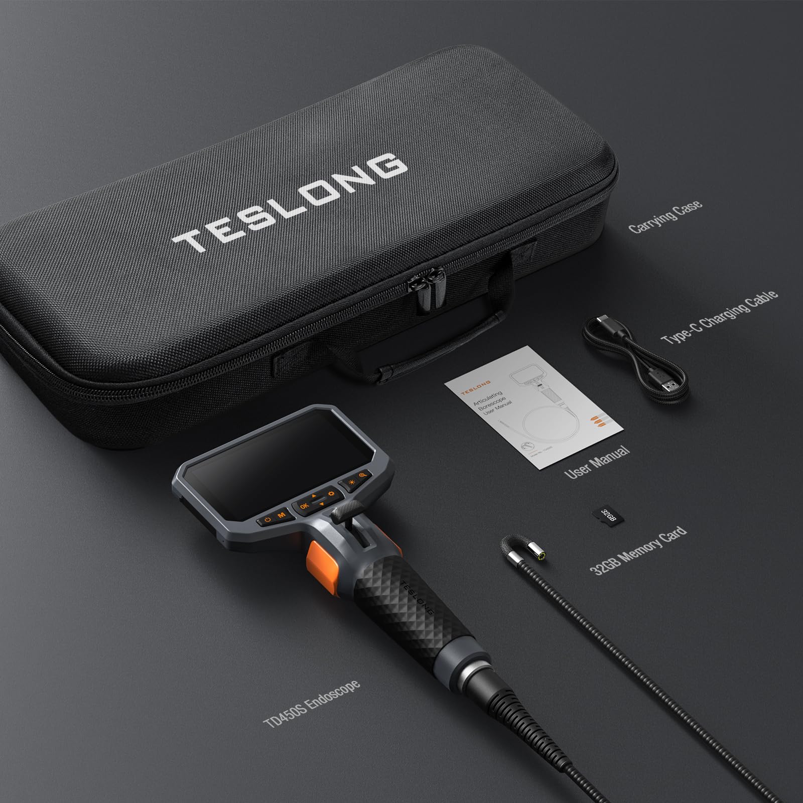 Teslong next to a ruler showing compact size and portability benefit
