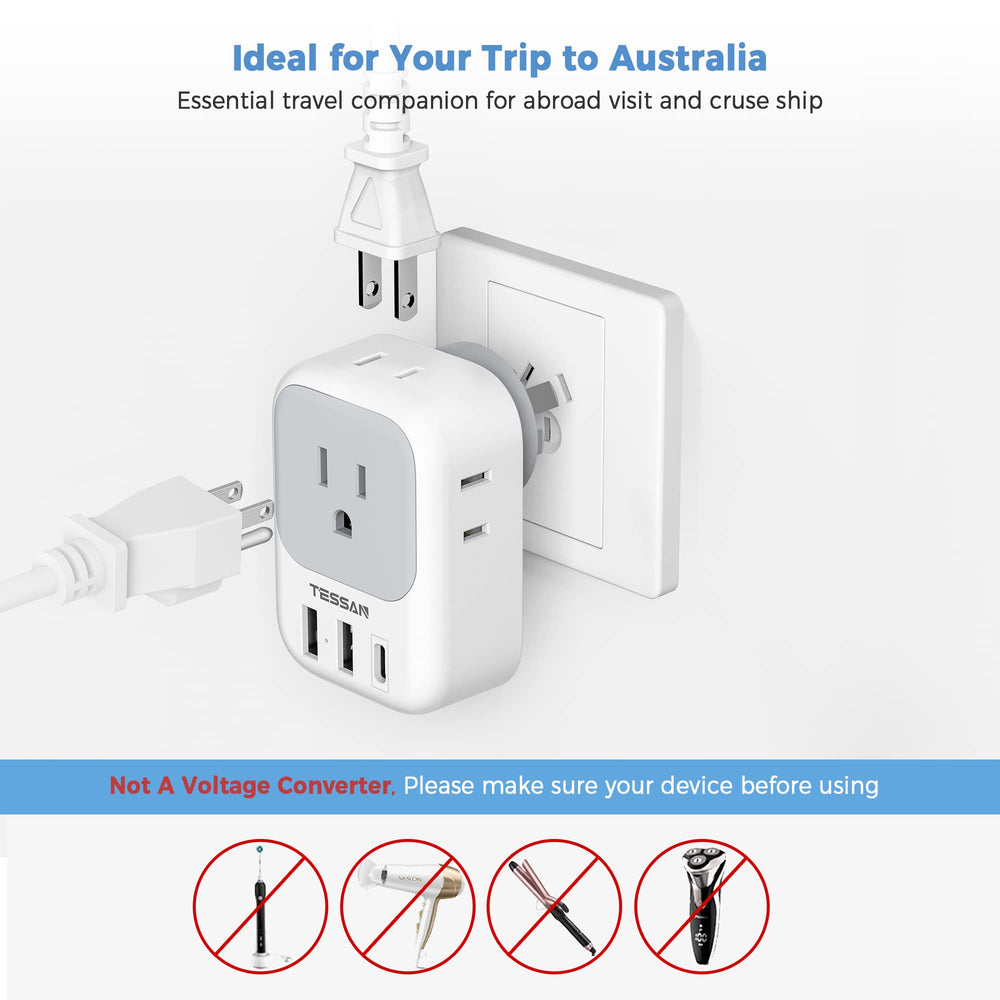 TESSAN close-up of USB-A and USB-C PD ports highlighting fast-charge capability
