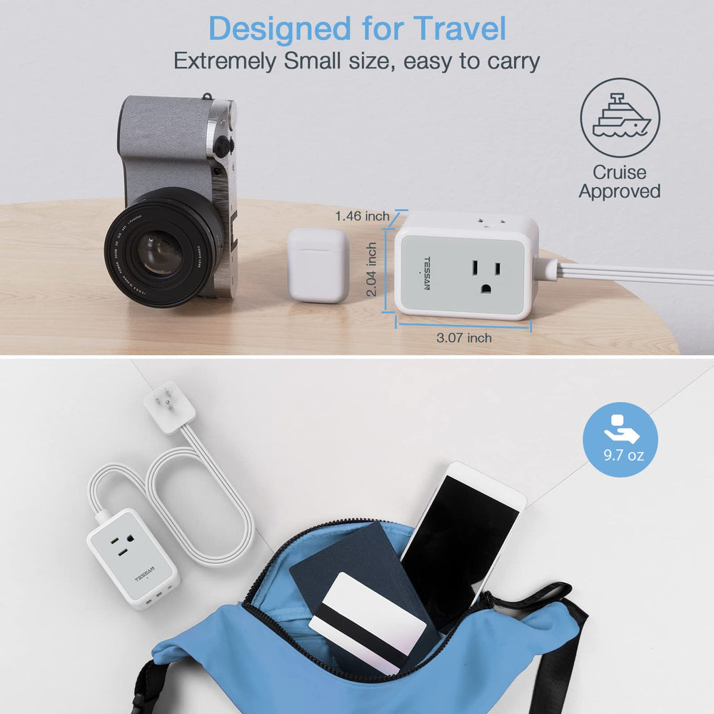TESSAN five-foot cord arranged behind furniture showcasing flexible placement