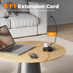 TESSAN flat plug and thin 0.15-inch cord detail fitting under furniture, hides cables