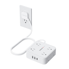 TESSAN front view power strip showing outlets and neat layout benefit