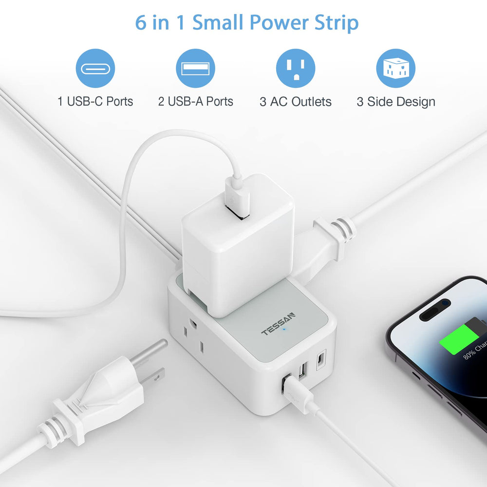TESSAN powering a smartphone and tablet, demonstrating simultaneous charging convenience