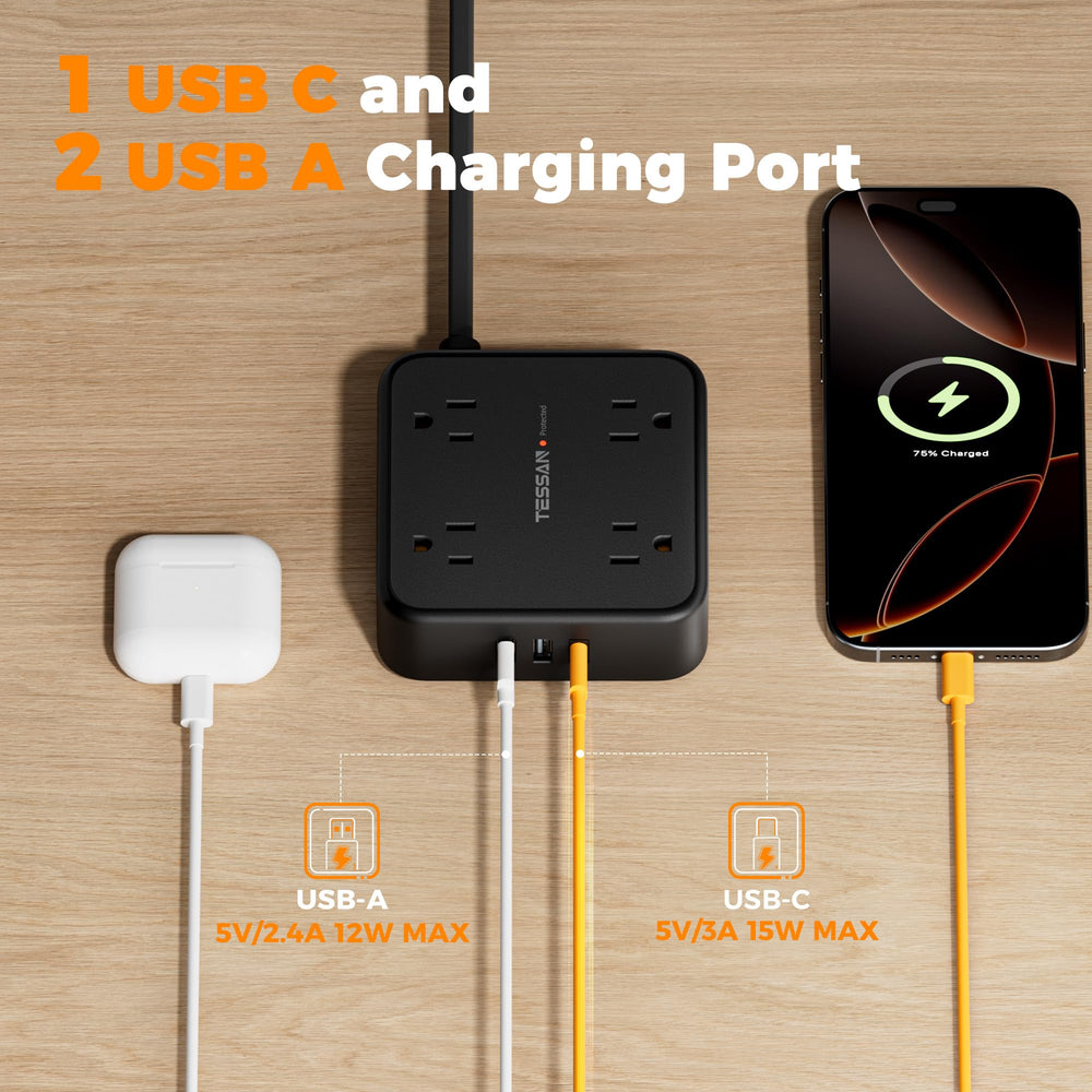 TESSAN securely mounted under a desk providing tidy power and freeing desktop space