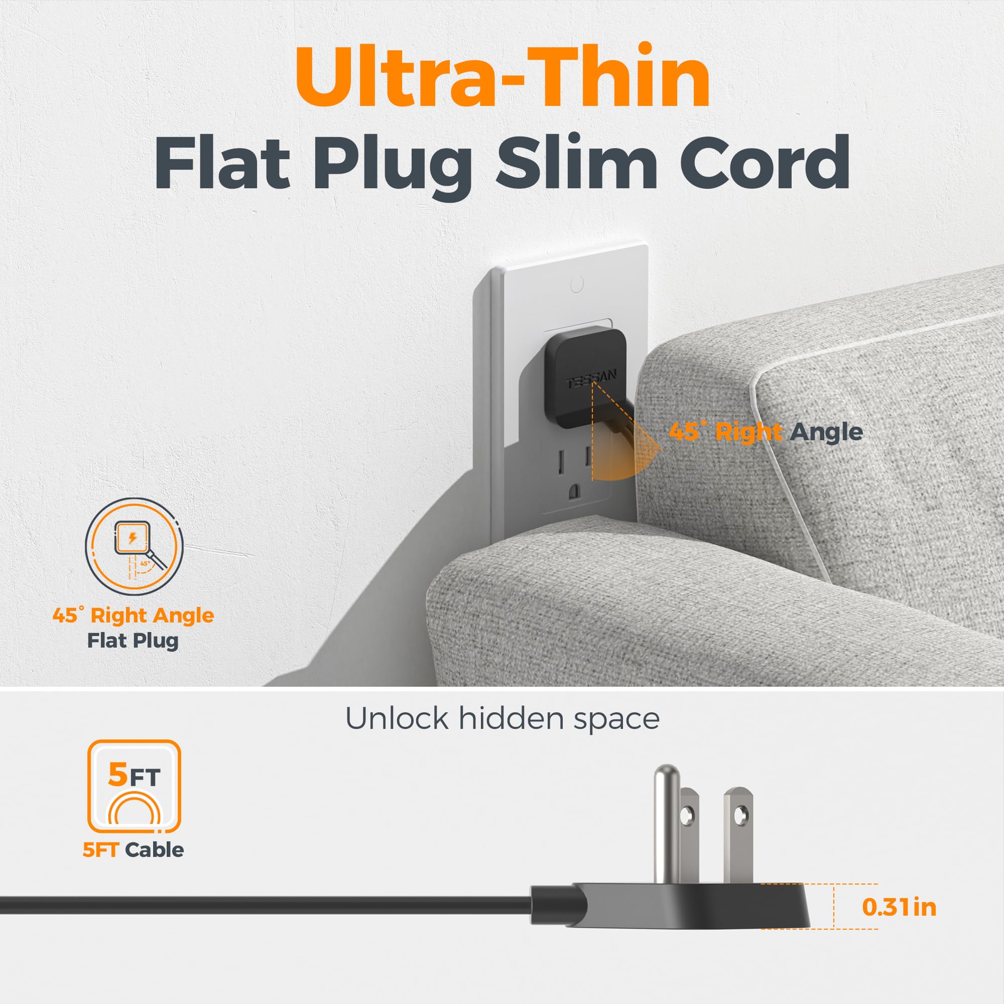TESSAN underside with mounting holes to securely mount and save desktop space