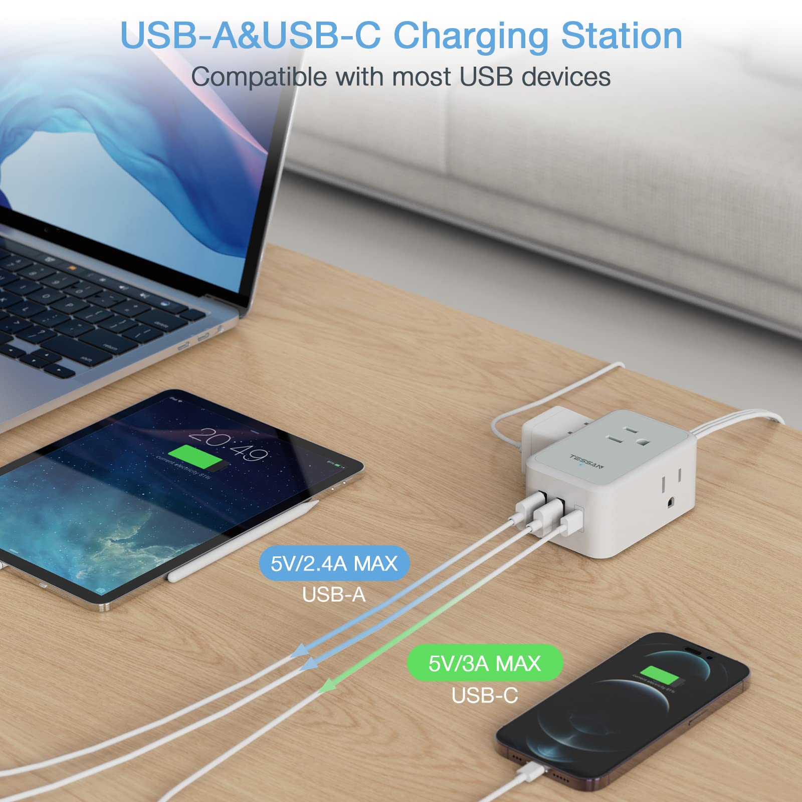 TESSAN held in hand to show compact size and travel-friendly portability