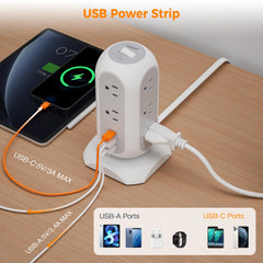 TESSAN USB ports detail highlighting USB-C and USB-A ports for faster device charging