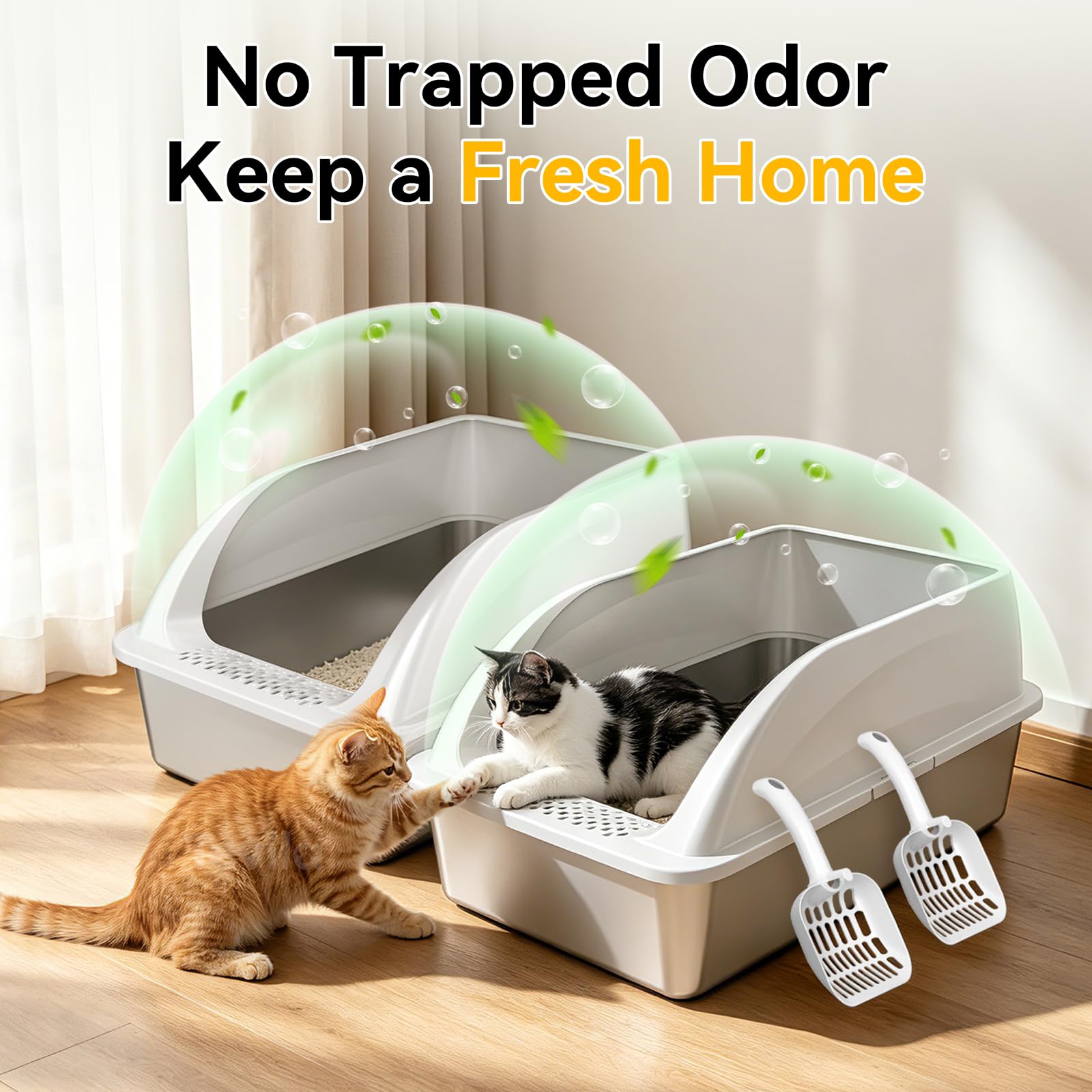 Tevila litter box in a neat bathroom setting showing practical home placement