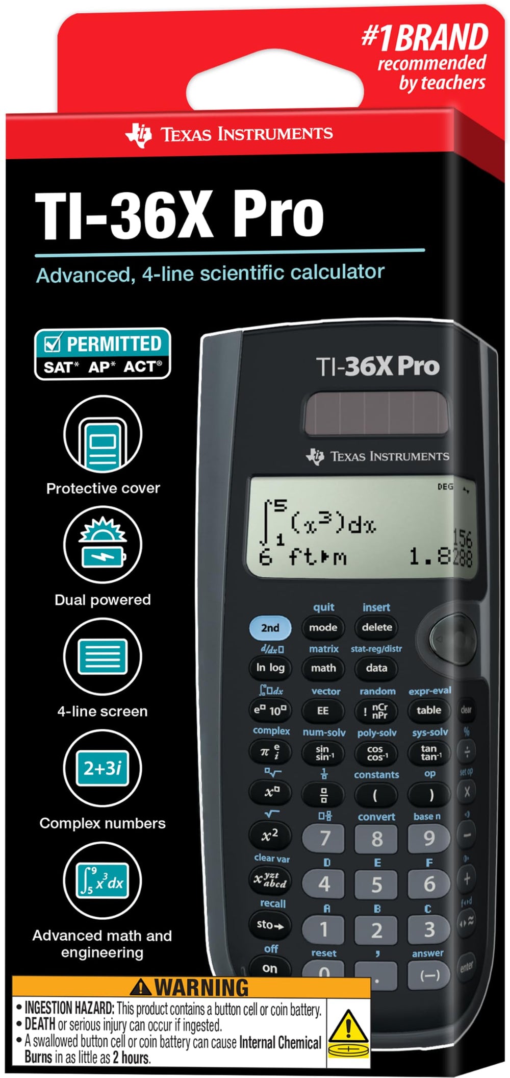 Texas Instruments TI-36X Pro screen showing stacked fraction formatted like textbook for clarity