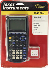 Texas Instruments TI-83 Plus front view showing layout and exam-ready design benefit