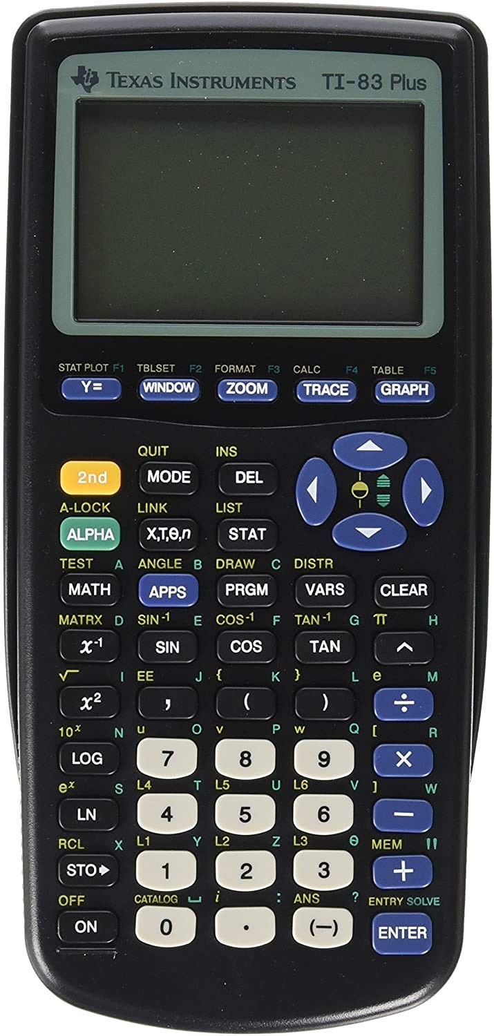 Texas Instruments TI-83 Plus LCD screen displaying graph and table for visual learning benefit