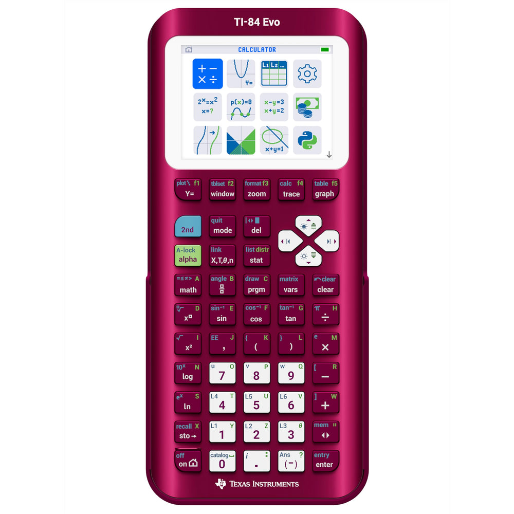 Texas Instruments TI-84 Evo front view showing clear display and faster graphing