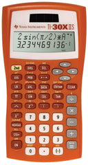 Texas Instruments TI-30XIIS front view showing display and orange case for easy visibility
