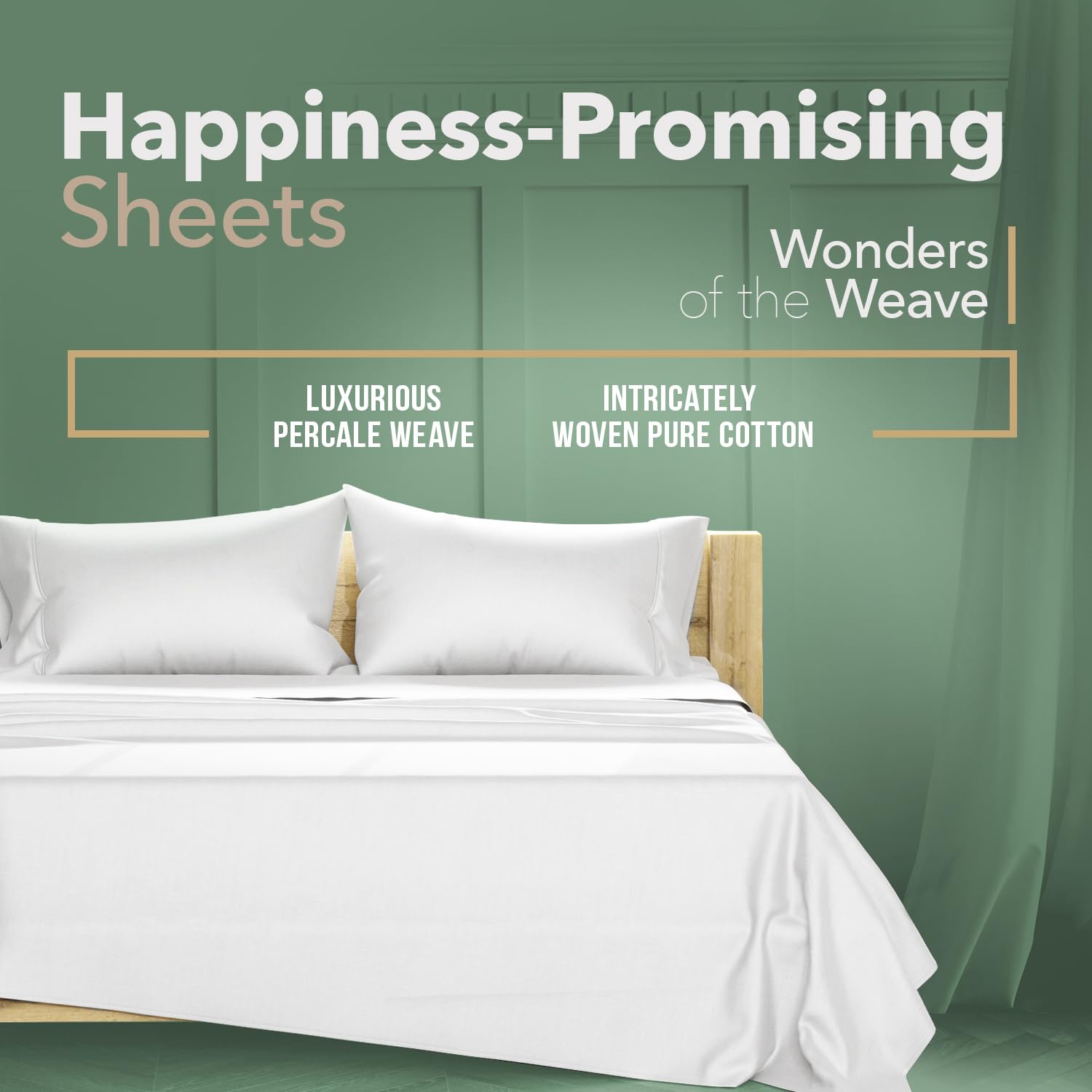 TEXAS LINEN CO. fitted sheet edge demonstrating 16-inch deep pocket fit