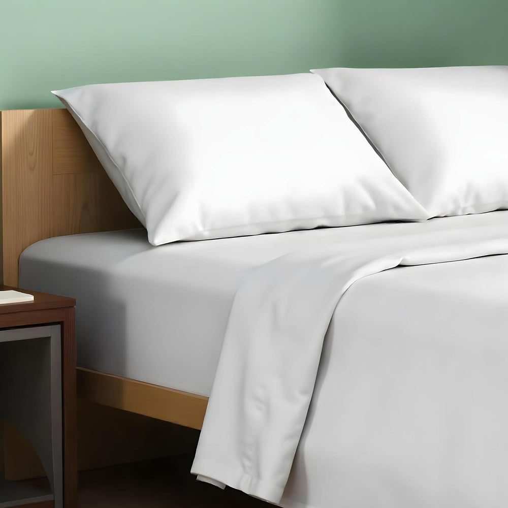 TEXAS LINEN CO. front packaging view showing crisp white sheets and brand