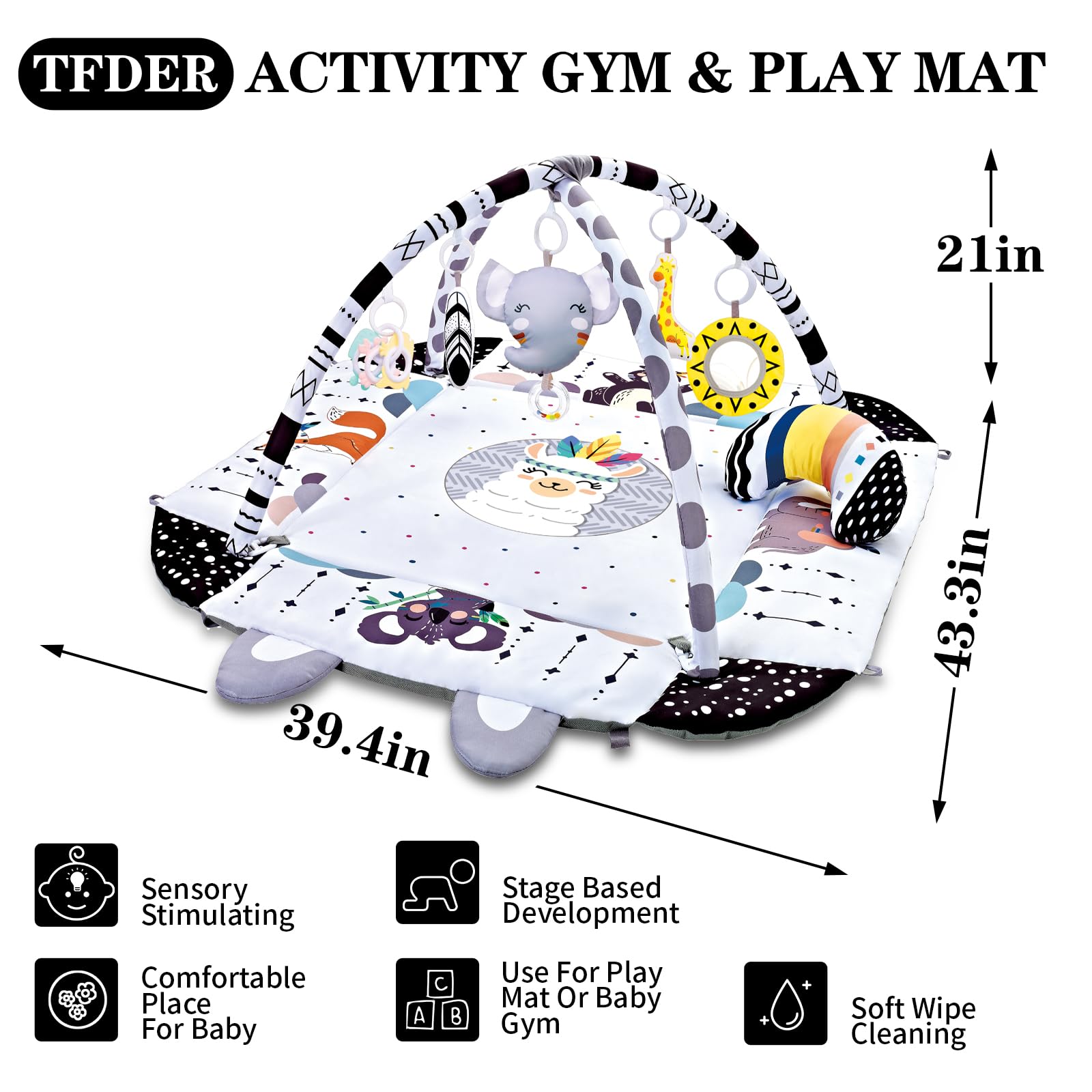 TFDER detachable giraffe tree and elephant toys with sounds to boost sensory engagement