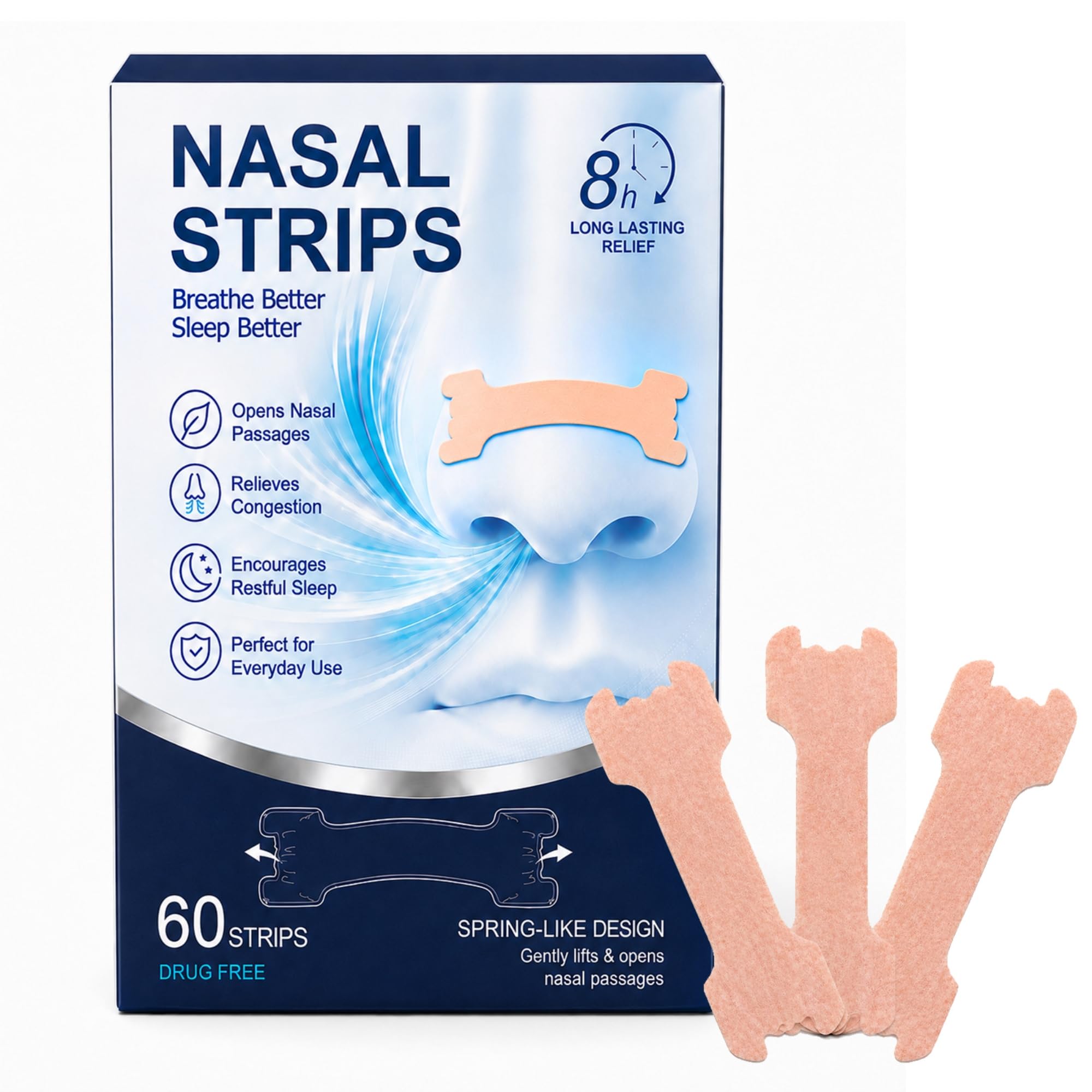 TFZBA front packaging showing 60 nasal strips and value pack benefits