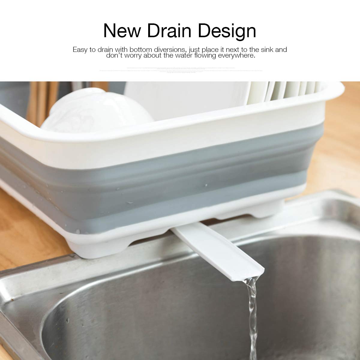 THANSTAR adjustable swivel drain strip detail directing water into sink for dry-counter benefit