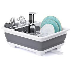 THANSTAR front view of collapsible dish drying rack showing organized storage benefit